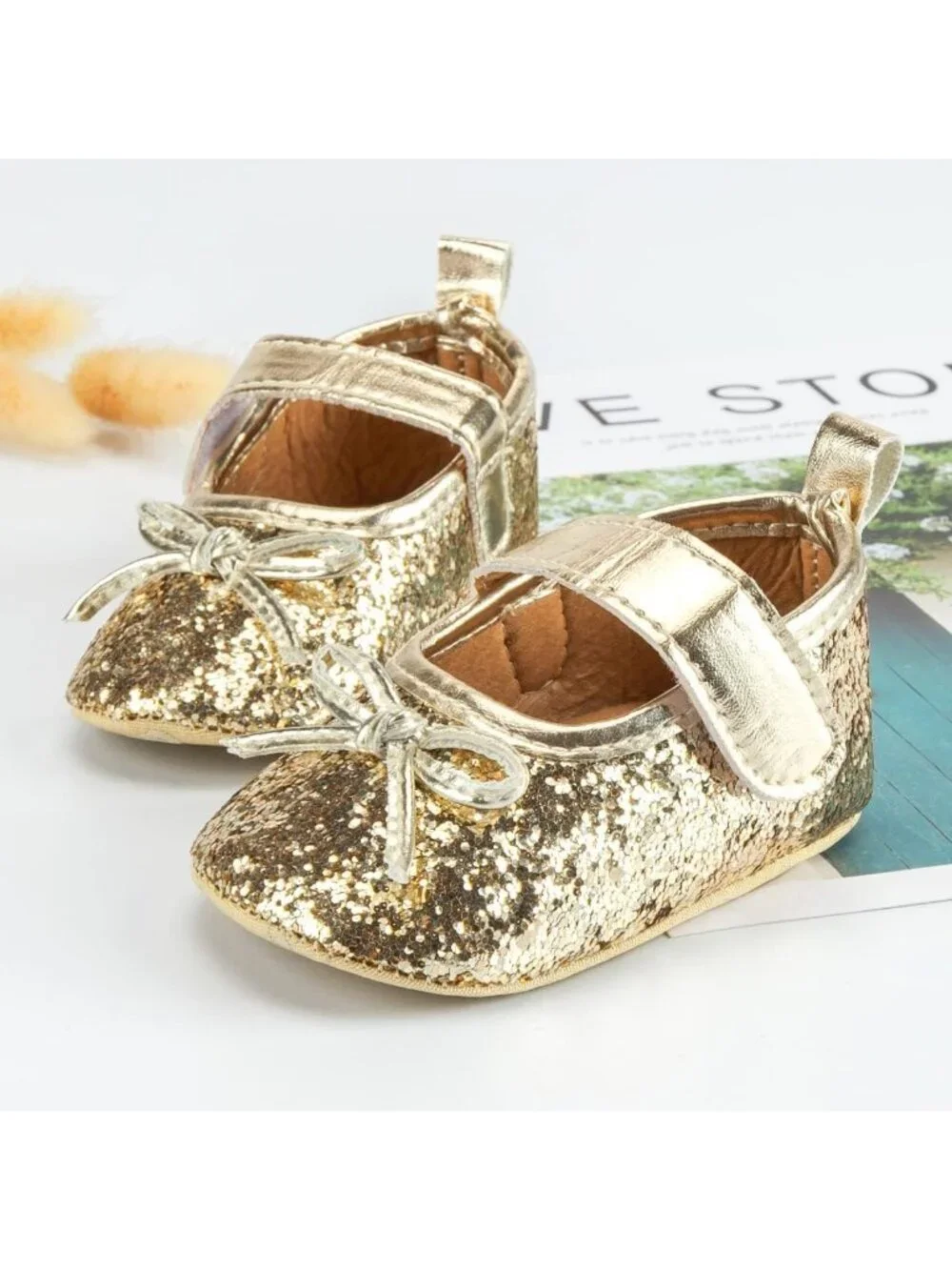 Soft Sole Bowknot Baby Girls' Mary Jane Flats | Infant Prewalker Wedding Shoes